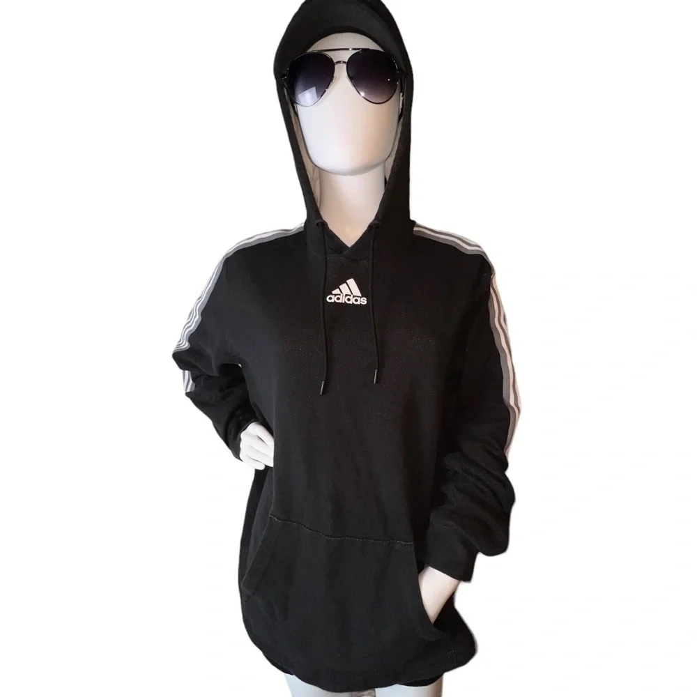 Adidas Pullover Sweatshirt Hoodie in Mottled Black